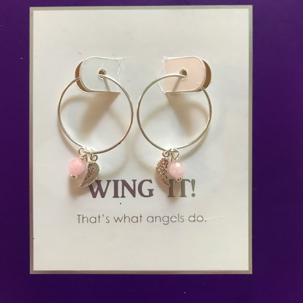 Footnotes sterling silver hoops with angel wings